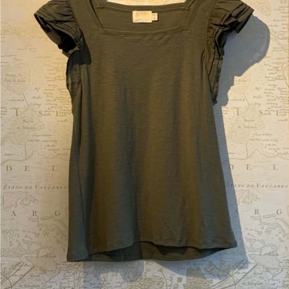 Nation LTD Cameo Combo Ruffle Tank in Ivy